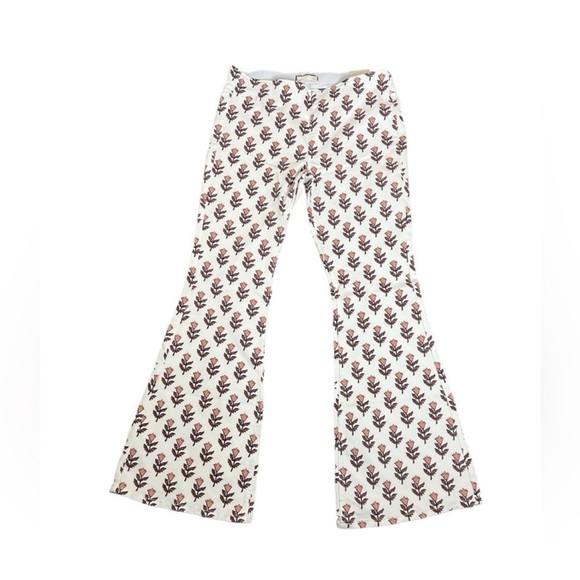 Free People Penny Pull On Printed Mid Rise Flare Jeans - Picture 2 of 12